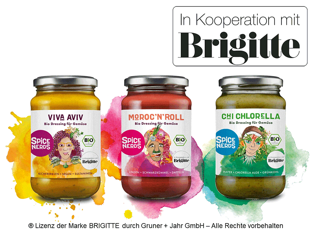 SpiceNerds Kooperation BRIGITTE vegane Dressings Toppings SpiceNerds Kooperation BRIGITTE vegane Dressings Toppings